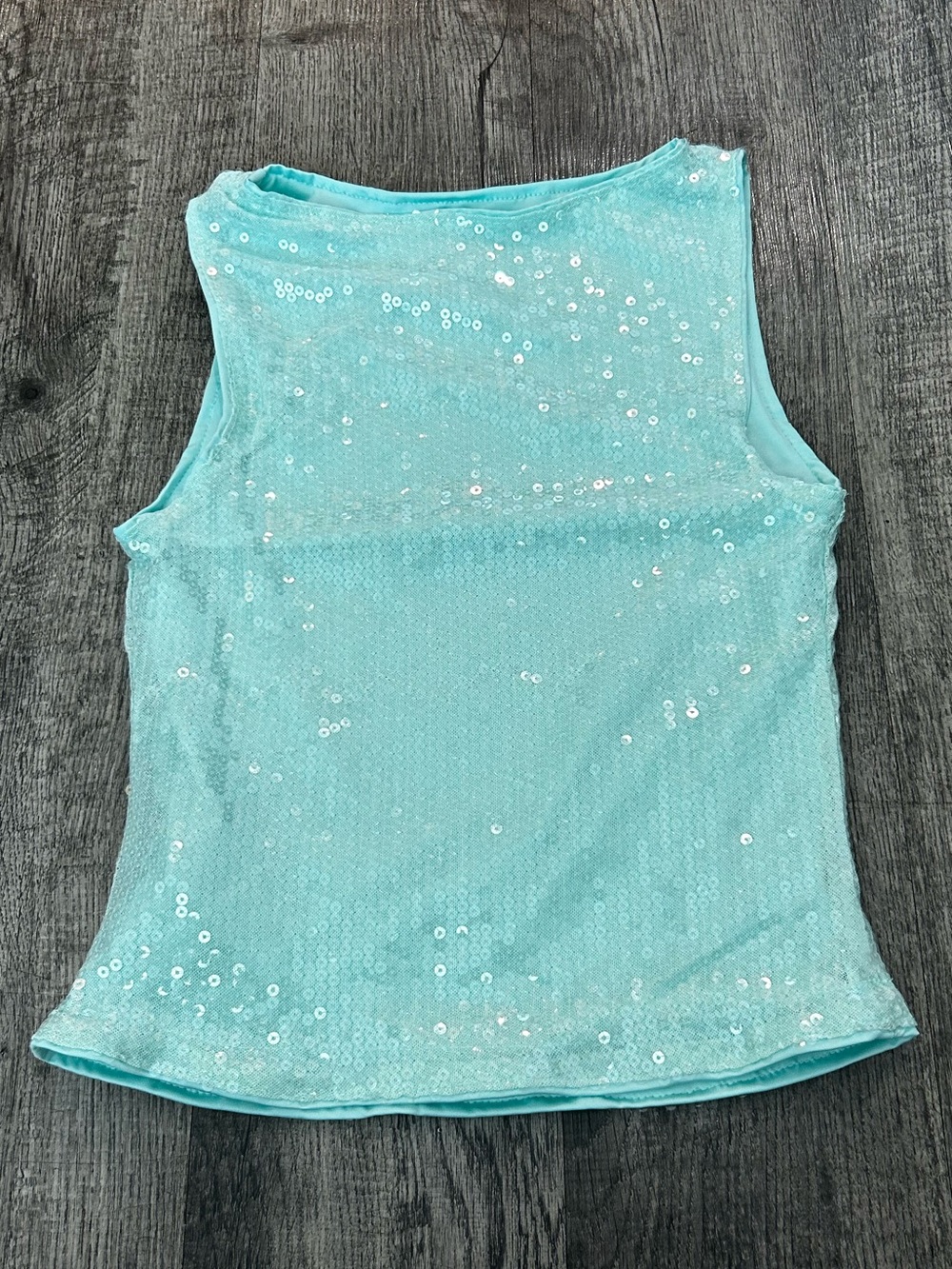 Sleeveless Sequin Tank Top - Aqua